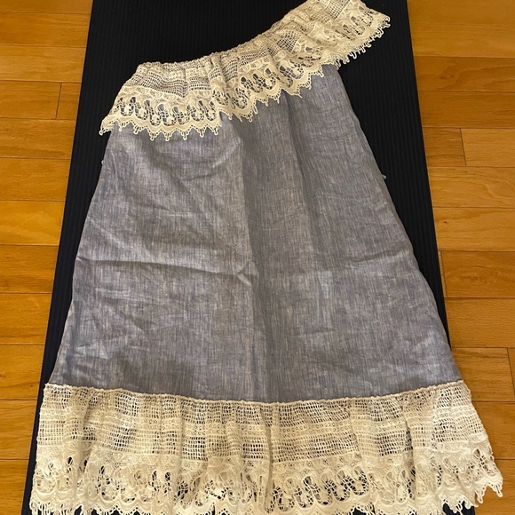 Miguelina One- Shoulder Blue & White Lace Dress Size Small - Beautiful - Picture 3 of 10